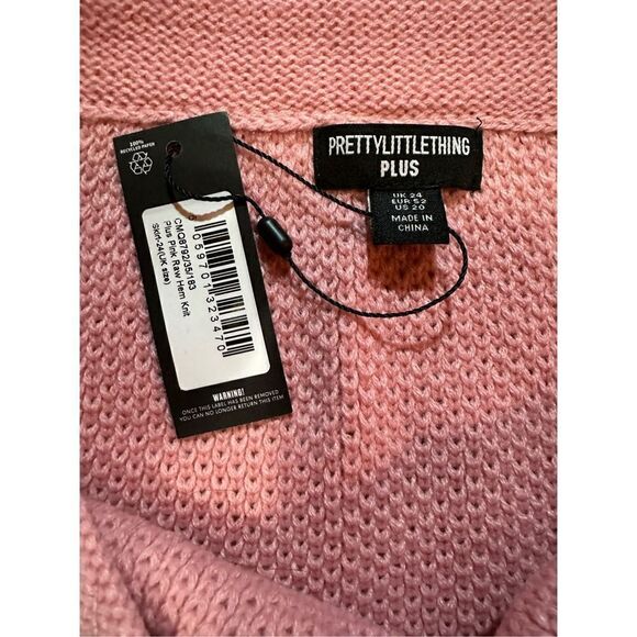 Prettylittlething Plus Pink Raw Hem Knit skirt sz 20 NWT - Picture 6 of 9